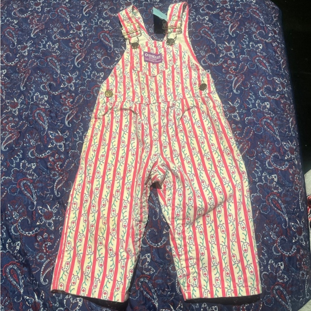 OshKosh B'gosh Pink and White Striped Overalls
